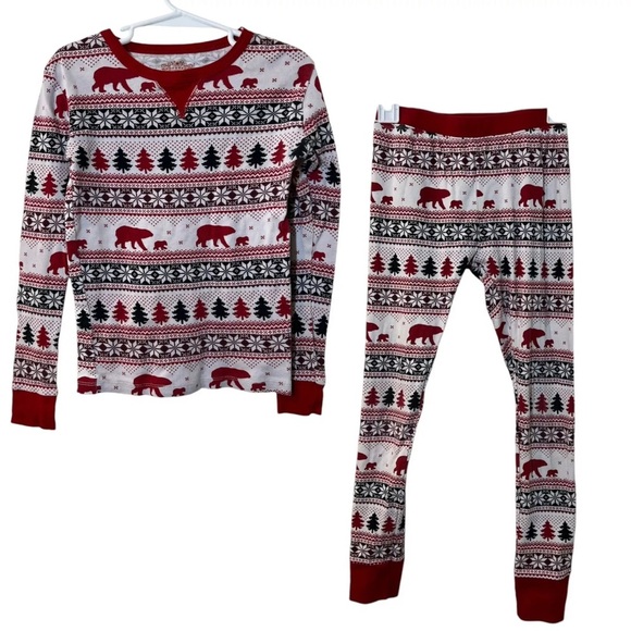 Wondershop Girls Christmas Holiday Pajama Set Size 8 Polar Bear Snowflake Tree - Picture 1 of 9